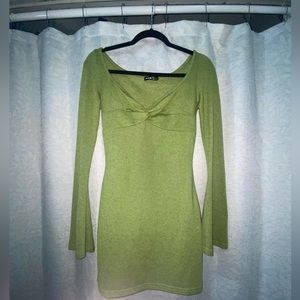 Shein green bell sleeve mini dress Small.